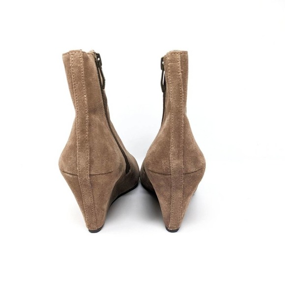 Vince Camuto Womens 10 Melisi Leather Brown Suede Wedge Zip Ankle Booties Boots - Picture 7 of 12